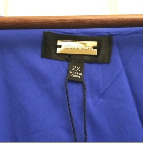 NWT Alexia Admor Wrap Dress ruffle sleeves blue size 2x - Picture 6 of 9